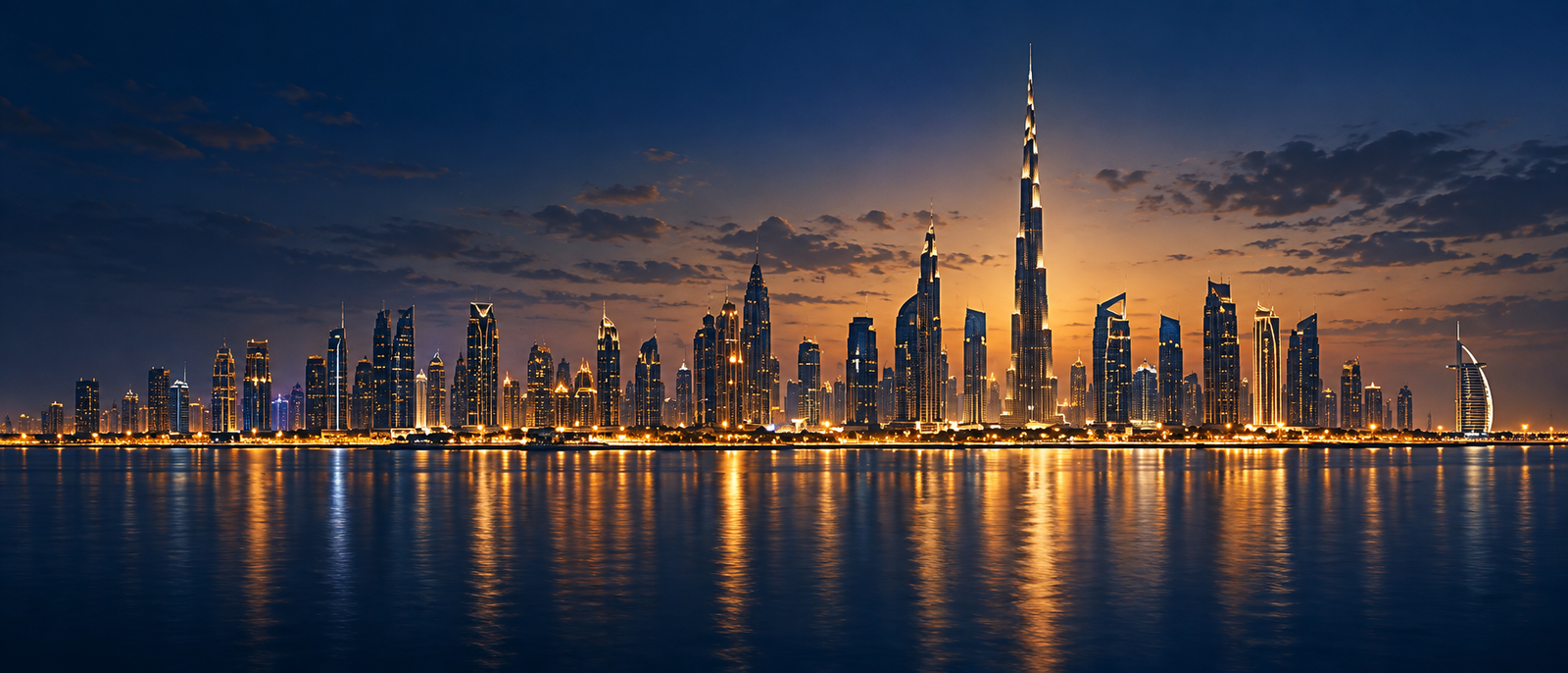 Dubai skyline at dusk